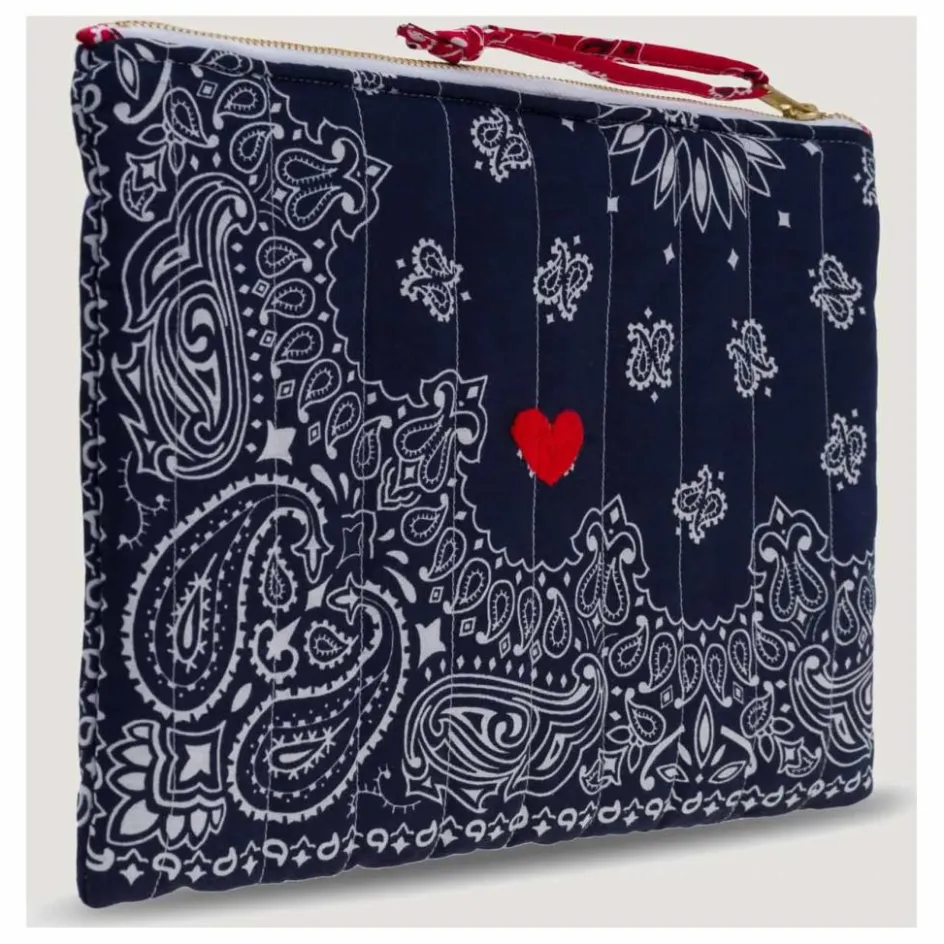Outlet Call it by your name Pochette Zippée Matelassée Coeur | Bleu marine