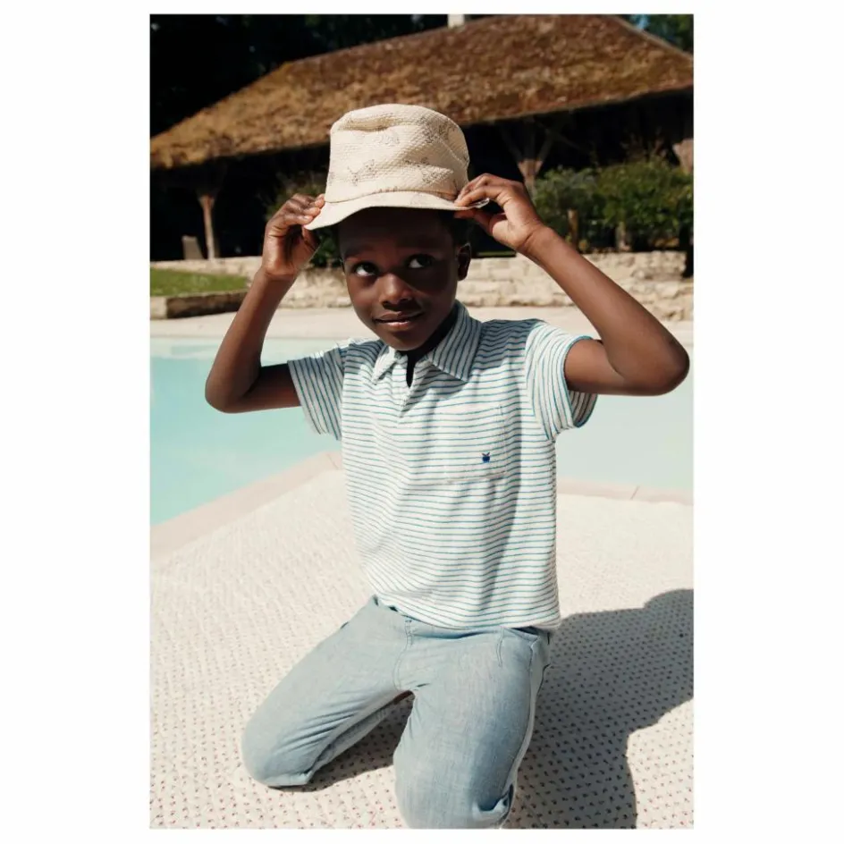 Emile et Ida Polo Rayure Eponge | Ecru