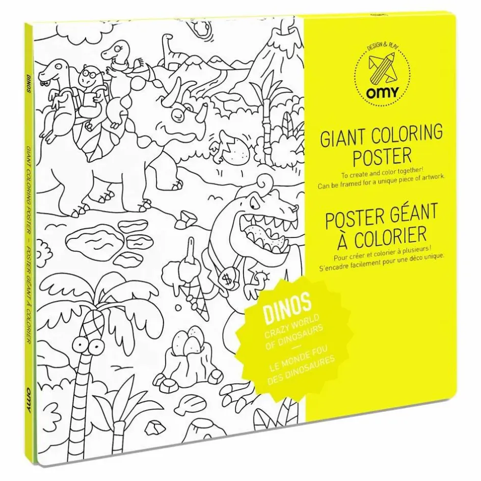 Omy Poster géant à colorier Dinos Blanc