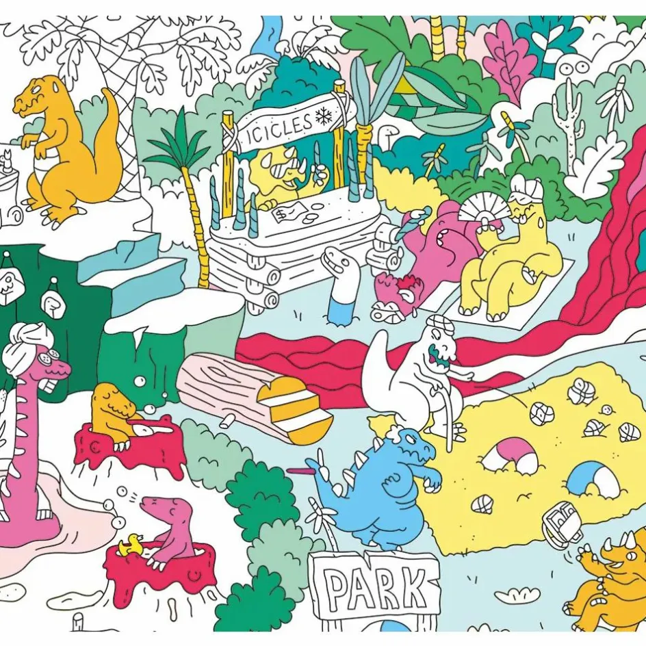Omy Poster géant à colorier Dinos Blanc