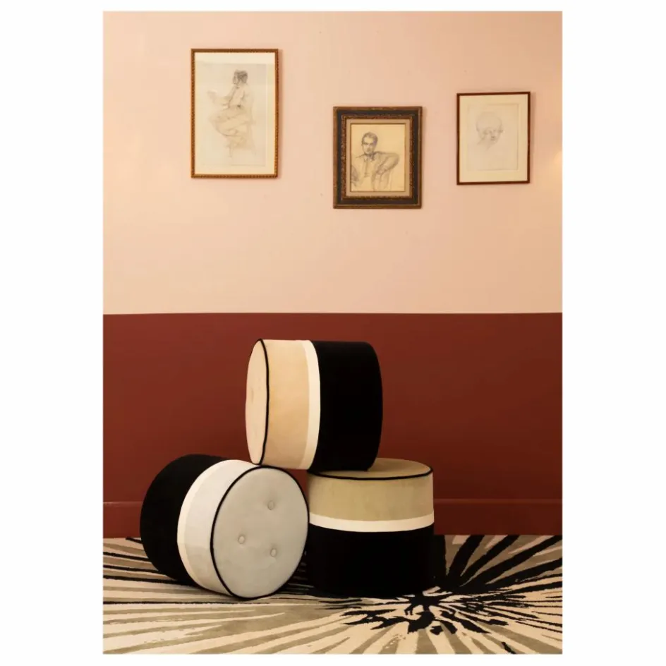 Discount Maison Sarah Lavoine Pouf Léo en velours | Beige