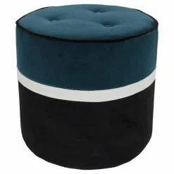 New Maison Sarah Lavoine Pouf Léo en velours | Bleu Sarah