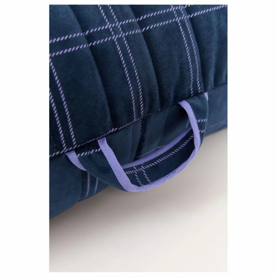 Outlet Nobodinoz Pouf long Oasis en eco-velours | Bleu marine
