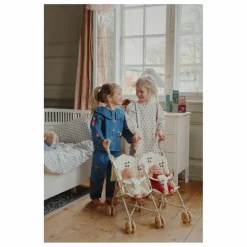 Clearance Konges Sløjd Poussette pour poupées jumelles Cerise | Ecru