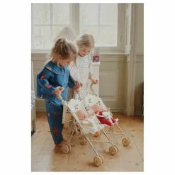 Clearance Konges Sløjd Poussette pour poupées jumelles Cerise | Ecru