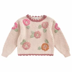 Louise Misha Pull Acia Fleurs Brodées Bébé || Pulls, Gilets