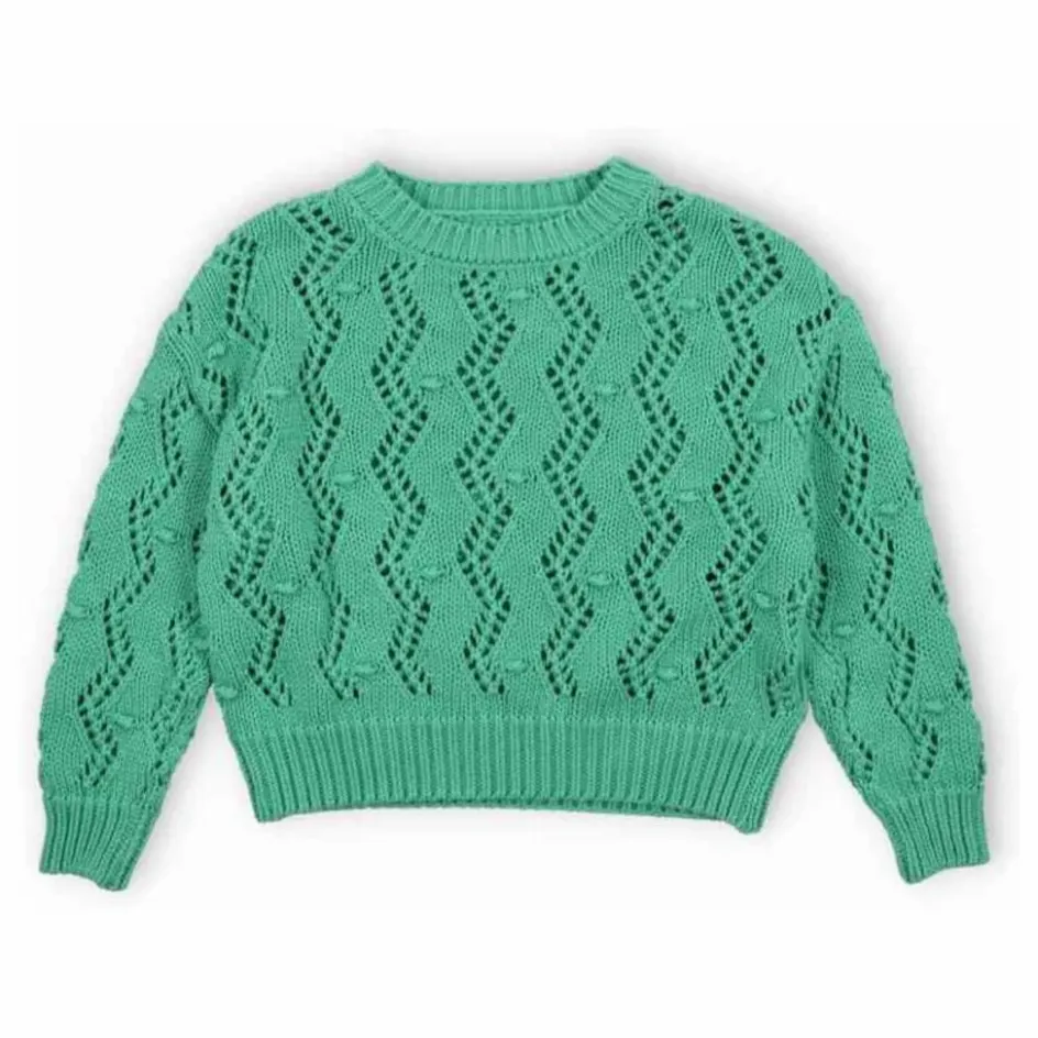 the new society Pull Ajouré Sifnos Coton Bio | Bleu turquoise