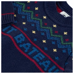 Outlet Petit Bateau Pull Bords-Côtes Jacquard Laine | Bleu nuit