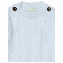 FUB Pull Boutons Zigzag Maille Fine Laine de Mérinos | Bleu pâle