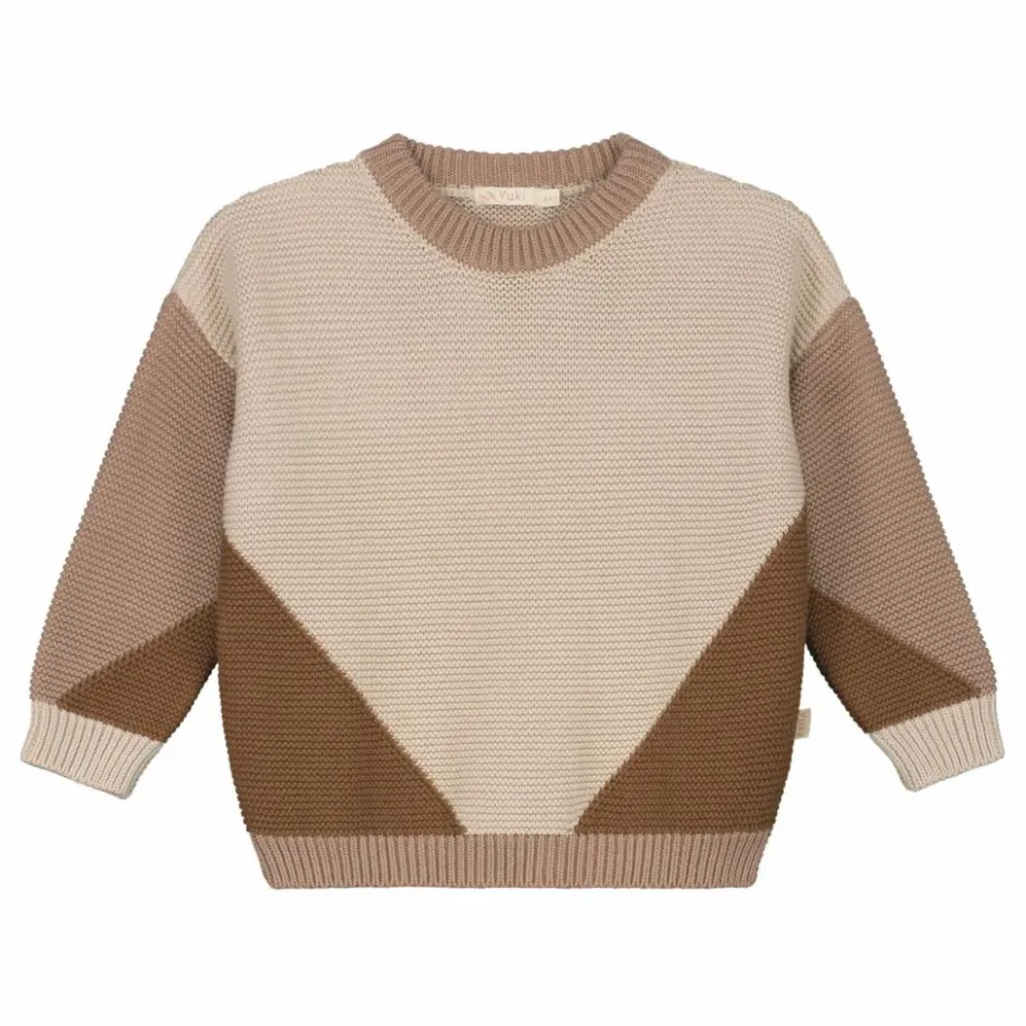 Outlet Yuki Pull Chunky Coton Bio Color Block | Marron