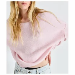 Clearance American Vintage Pull Col Bateau Damsville Laine | Rose chiné