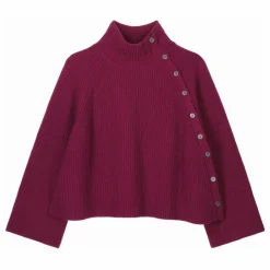 Femme Bompard Pulls, Gilets*Pull Col Montant Boutonné Oversize Côtes Cachemire |