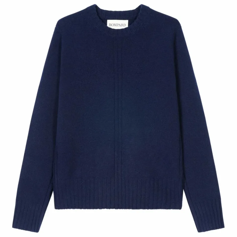 Outlet Bompard Pull Col Rond Côtes Cachemire | Bleu marine