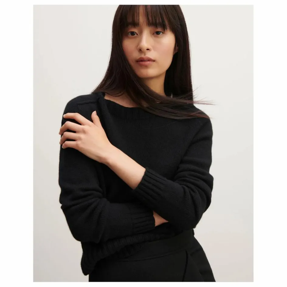 New Bompard Pull Col Rond Manches Marteau Cachemire | Noir