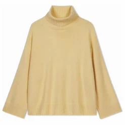 Bompard Pull Col Roulé Oversize Côtes Cachemire | Jaune pâle