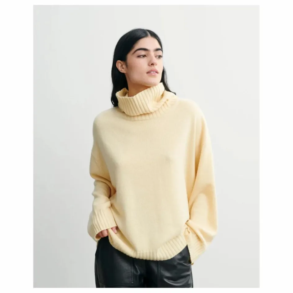 Bompard Pull Col Roulé Oversize Côtes Cachemire | Jaune pâle