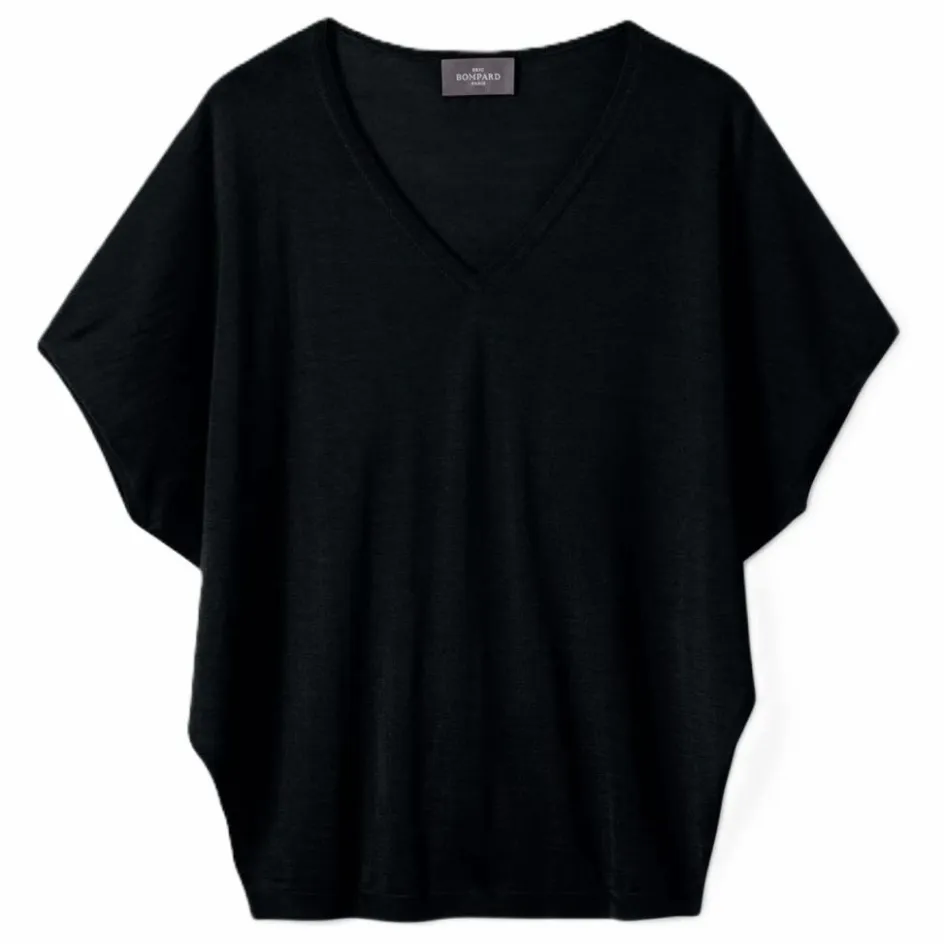 Femme Bompard Pulls, Gilets*Pull Col V Ultrafin Chauve-Souris Cachemire et Soie |