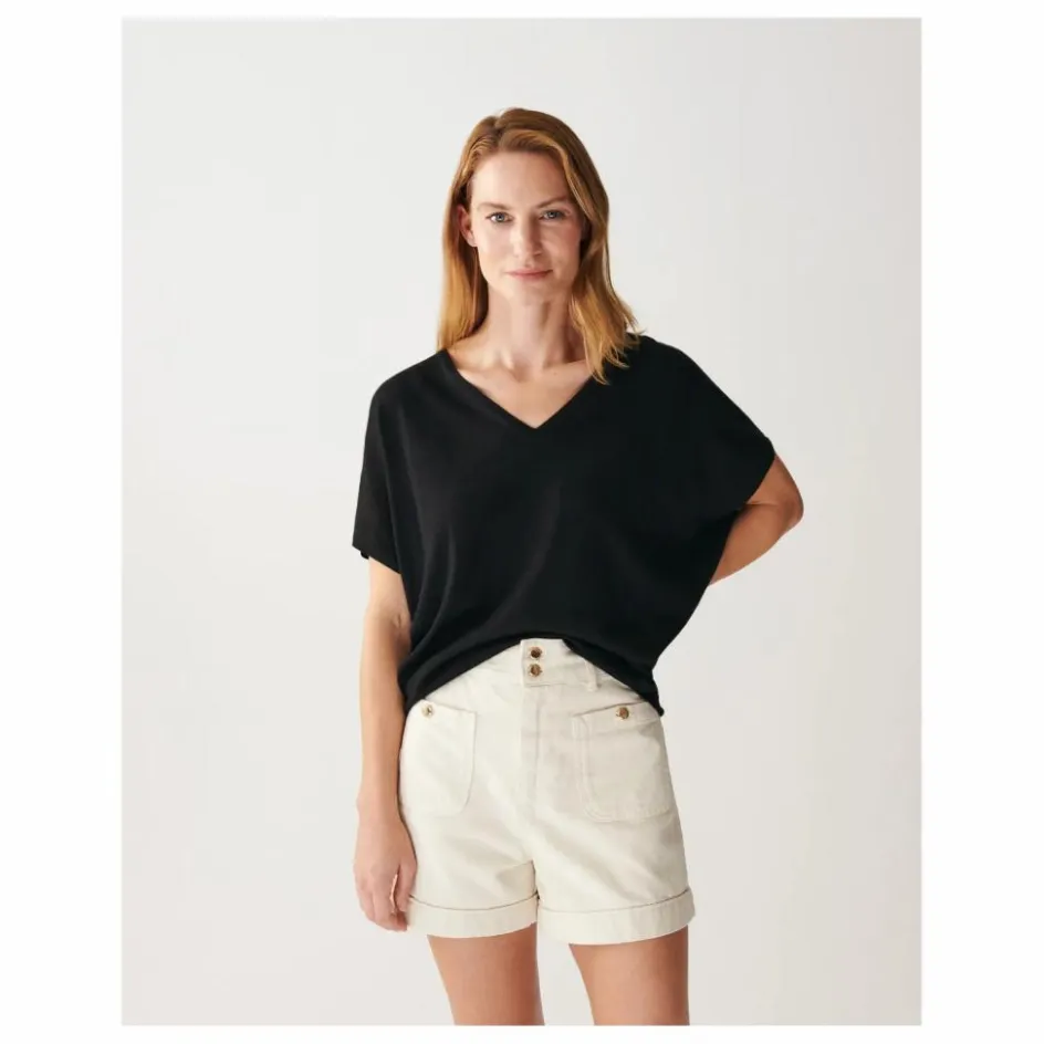 Femme Bompard Pulls, Gilets*Pull Col V Ultrafin Chauve-Souris Cachemire et Soie |