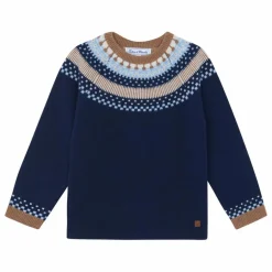Hot Tartine et Chocolat Pull Jacquard Laine | Bleu marine