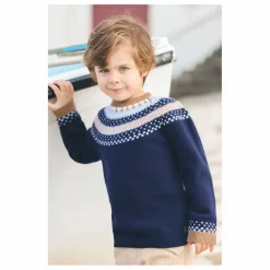 Hot Tartine et Chocolat Pull Jacquard Laine | Bleu marine