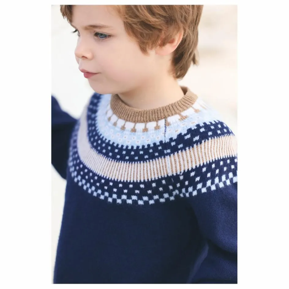 Hot Tartine et Chocolat Pull Jacquard Laine | Bleu marine