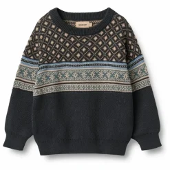 Sale Wheat Pull Julius Jacquard Coton Bio | Bleu marine