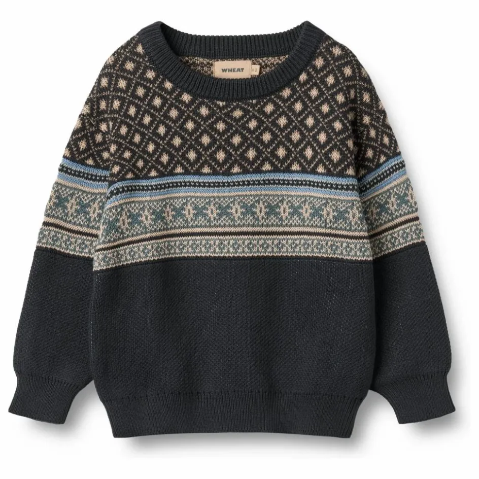 Sale Wheat Pull Julius Jacquard Coton Bio | Bleu marine