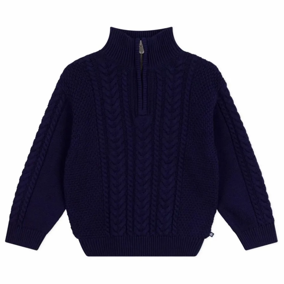 Hot Petit Bateau Pull Maille Torsadée Coton Bio | Bleu marine