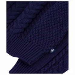 Hot Petit Bateau Pull Maille Torsadée Coton Bio | Bleu marine