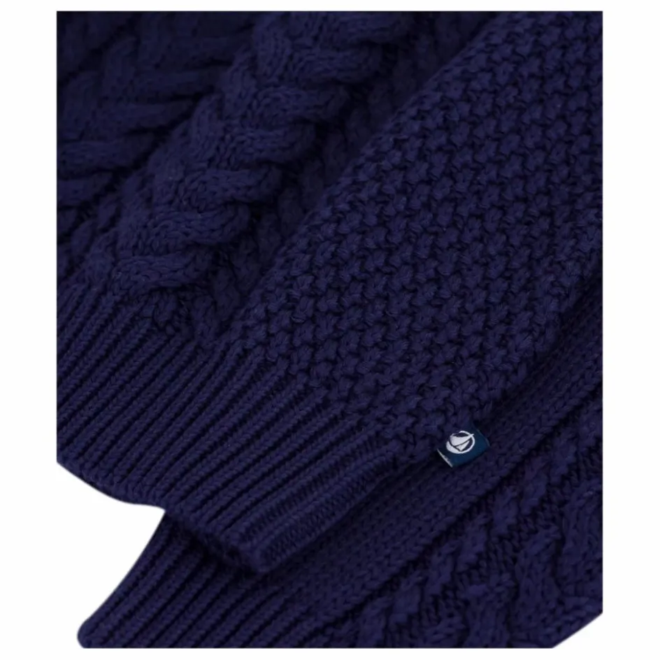 Hot Petit Bateau Pull Maille Torsadée Coton Bio | Bleu marine