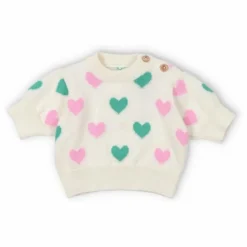 the new society Pulls, Gilets*Pull Manches Courtes Cœurs Oia Baby Coton Bio |