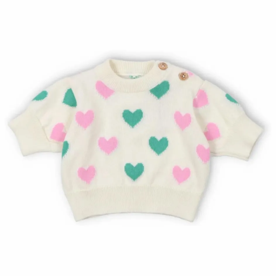 the new society Pull Manches Courtes Cœurs Oia Coton Bio ||Enfant Pulls, Gilets|Pulls, Gilets