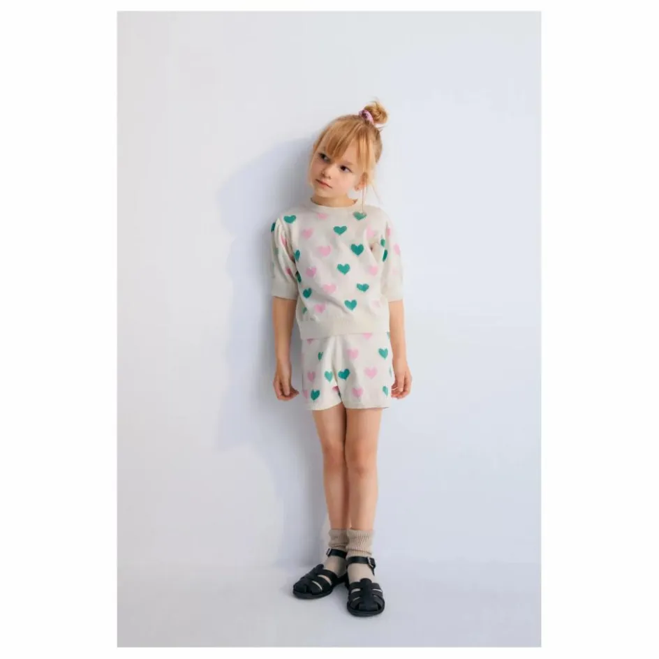 the new society Pull Manches Courtes Cœurs Oia Coton Bio ||Enfant Pulls, Gilets|Pulls, Gilets