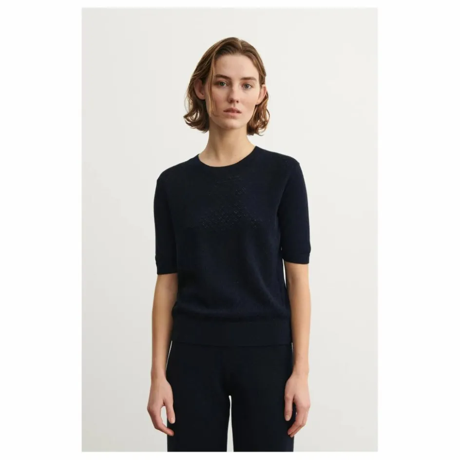 FUB Pull Manches Courtes Pointelle Laine Mérinos - Collection Femme ||Femme Pulls, Gilets