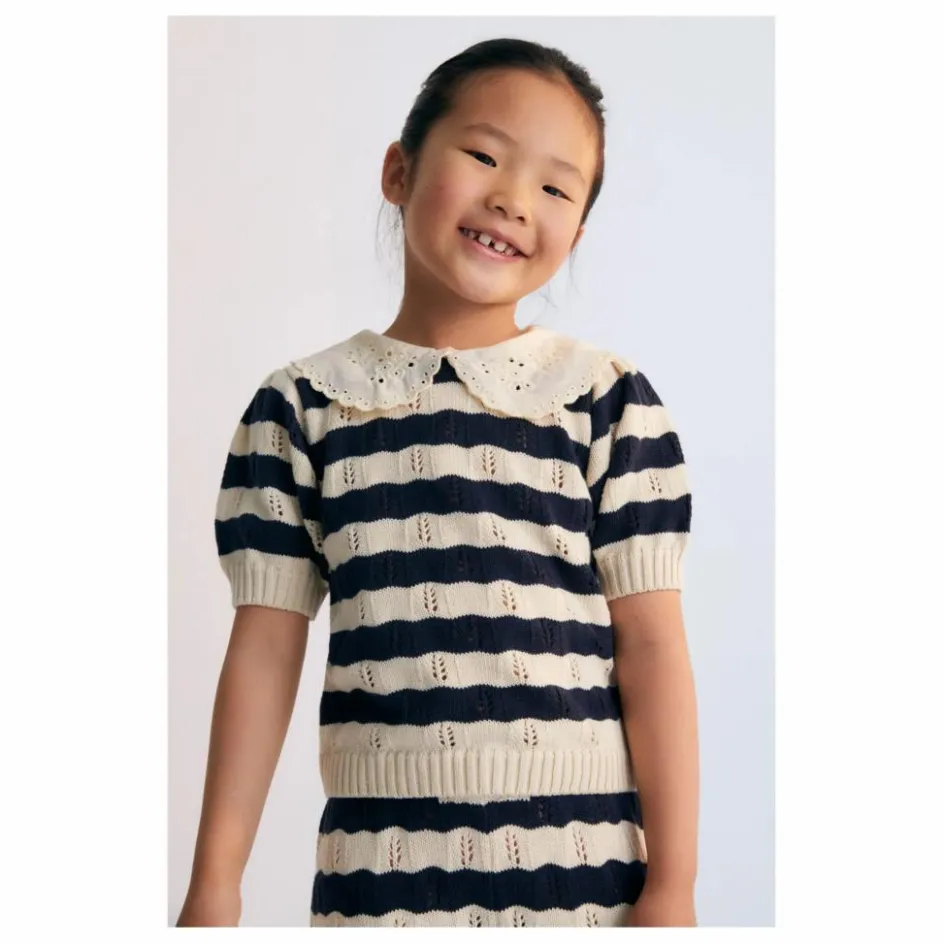 the new society Pull Manches Courtes Rayures Marina Coton Bio ||Enfant Pulls, Gilets|Pulls, Gilets
