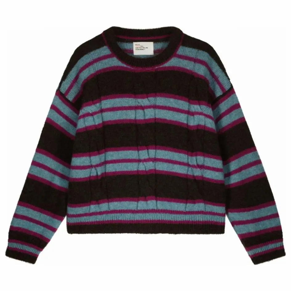 Sale Leon & Harper Pull Moove Rayé Super Kid Mohair | Marron
