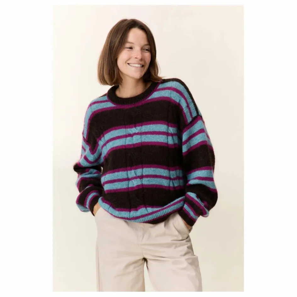Sale Leon & Harper Pull Moove Rayé Super Kid Mohair | Marron