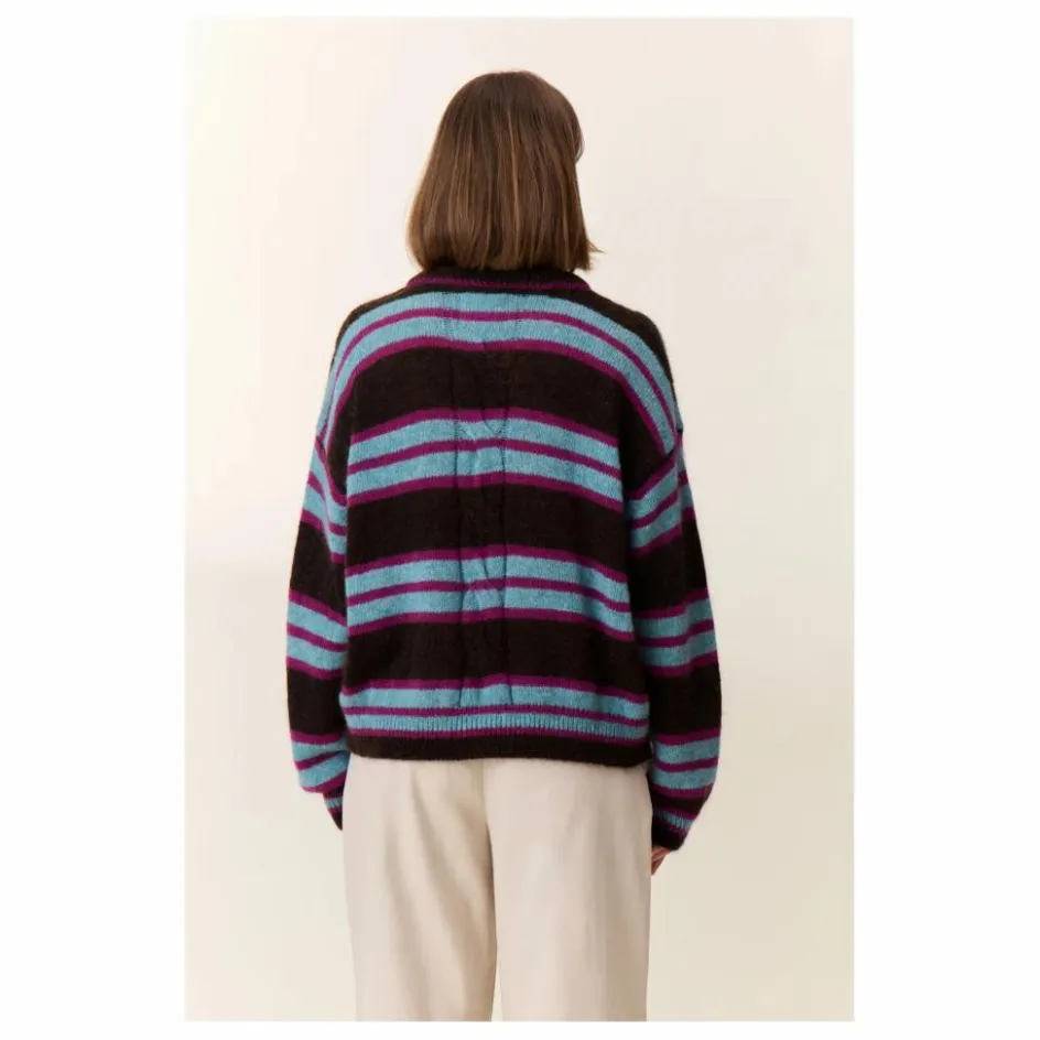 Sale Leon & Harper Pull Moove Rayé Super Kid Mohair | Marron