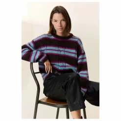 Sale Leon & Harper Pull Moove Rayé Super Kid Mohair | Marron