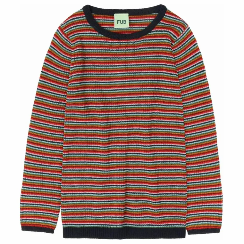 Discount FUB Pull Rayé Maille Fine Laine de Mérinos | Rouge