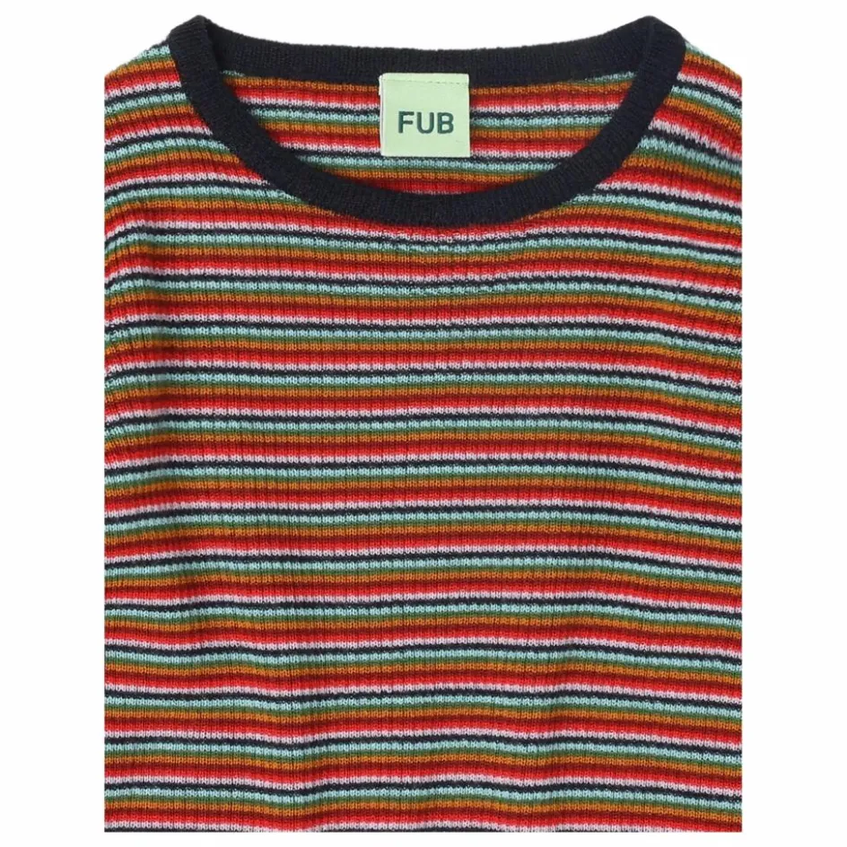 Discount FUB Pull Rayé Maille Fine Laine de Mérinos | Rouge