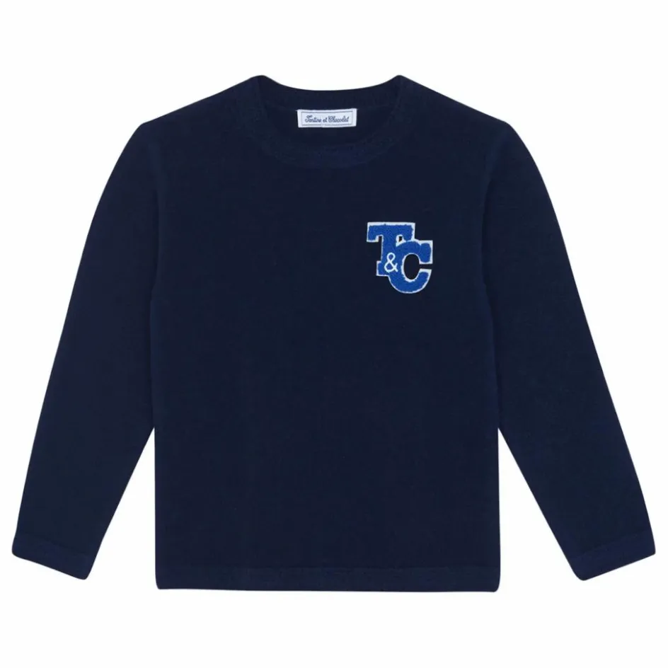 New Tartine et Chocolat Pull Robot Laine | Bleu marine