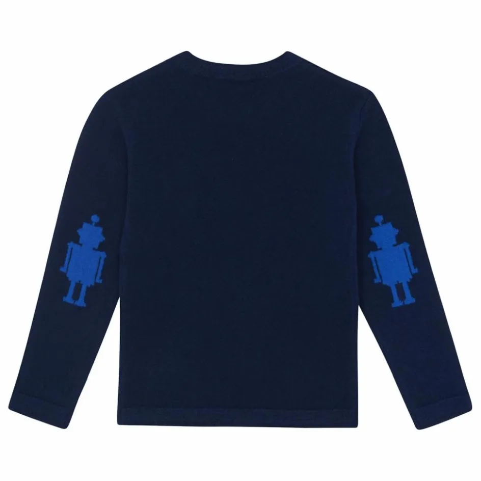 New Tartine et Chocolat Pull Robot Laine | Bleu marine