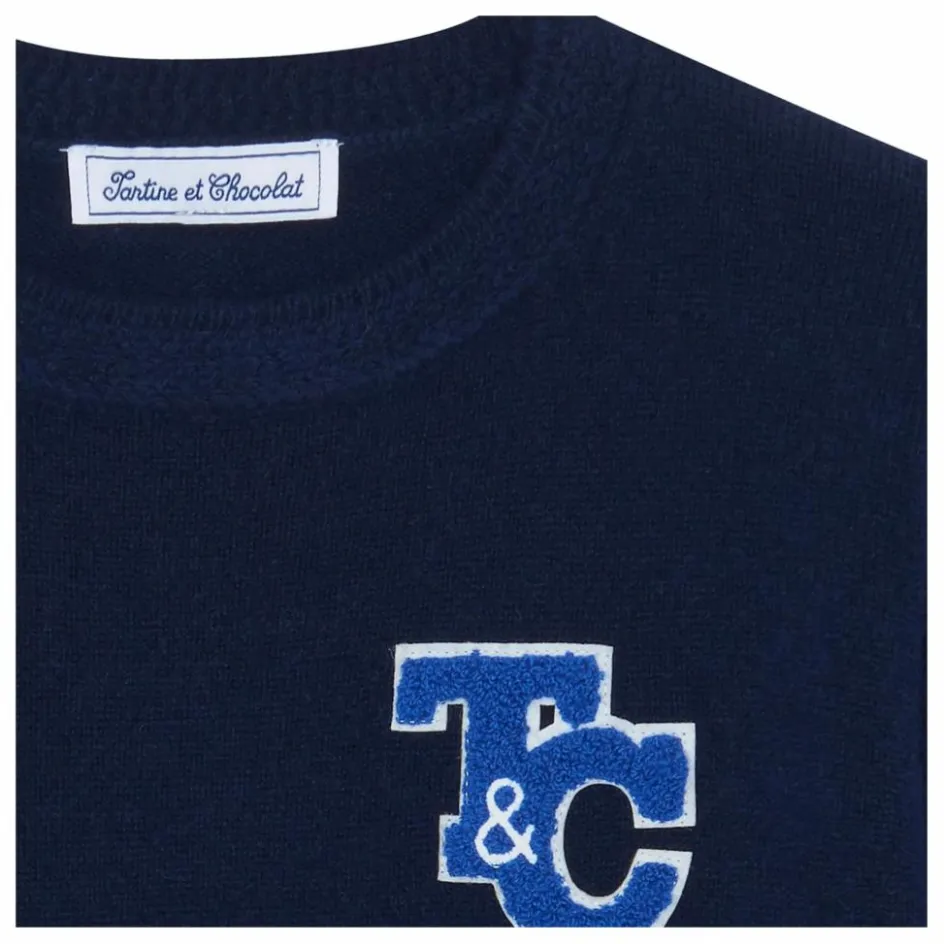 New Tartine et Chocolat Pull Robot Laine | Bleu marine