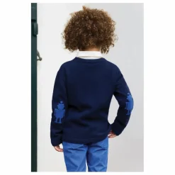 New Tartine et Chocolat Pull Robot Laine | Bleu marine