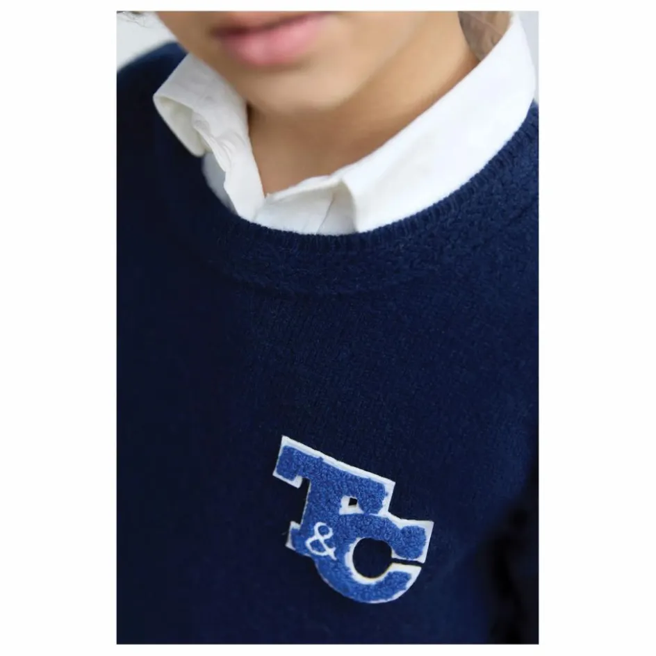 New Tartine et Chocolat Pull Robot Laine | Bleu marine