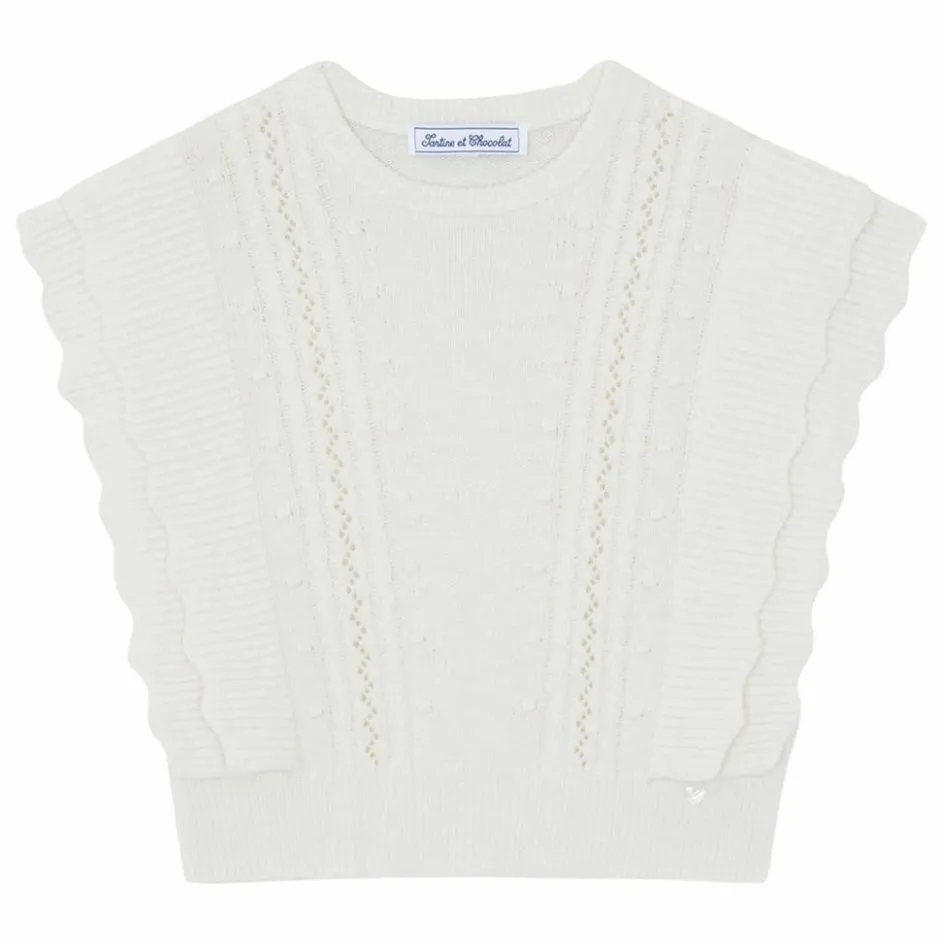 Clearance Tartine et Chocolat Pull Sans Manches Laine | Nacre