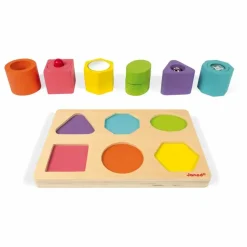 Janod Puzzle 6 cubes sensoriels en bois| Jouets D'Éveil|Jouets D'Éveil