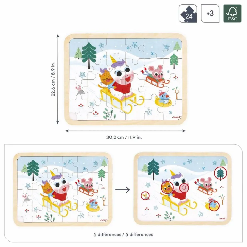 Clearance Janod Puzzle à la montagne - 24 pièces Blanc