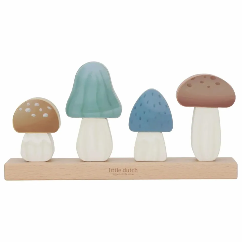 Little Dutch Puzzle champignons à empiler en bois FSC - Forest Friends| Jouets D'Éveil|Jouets D'Éveil